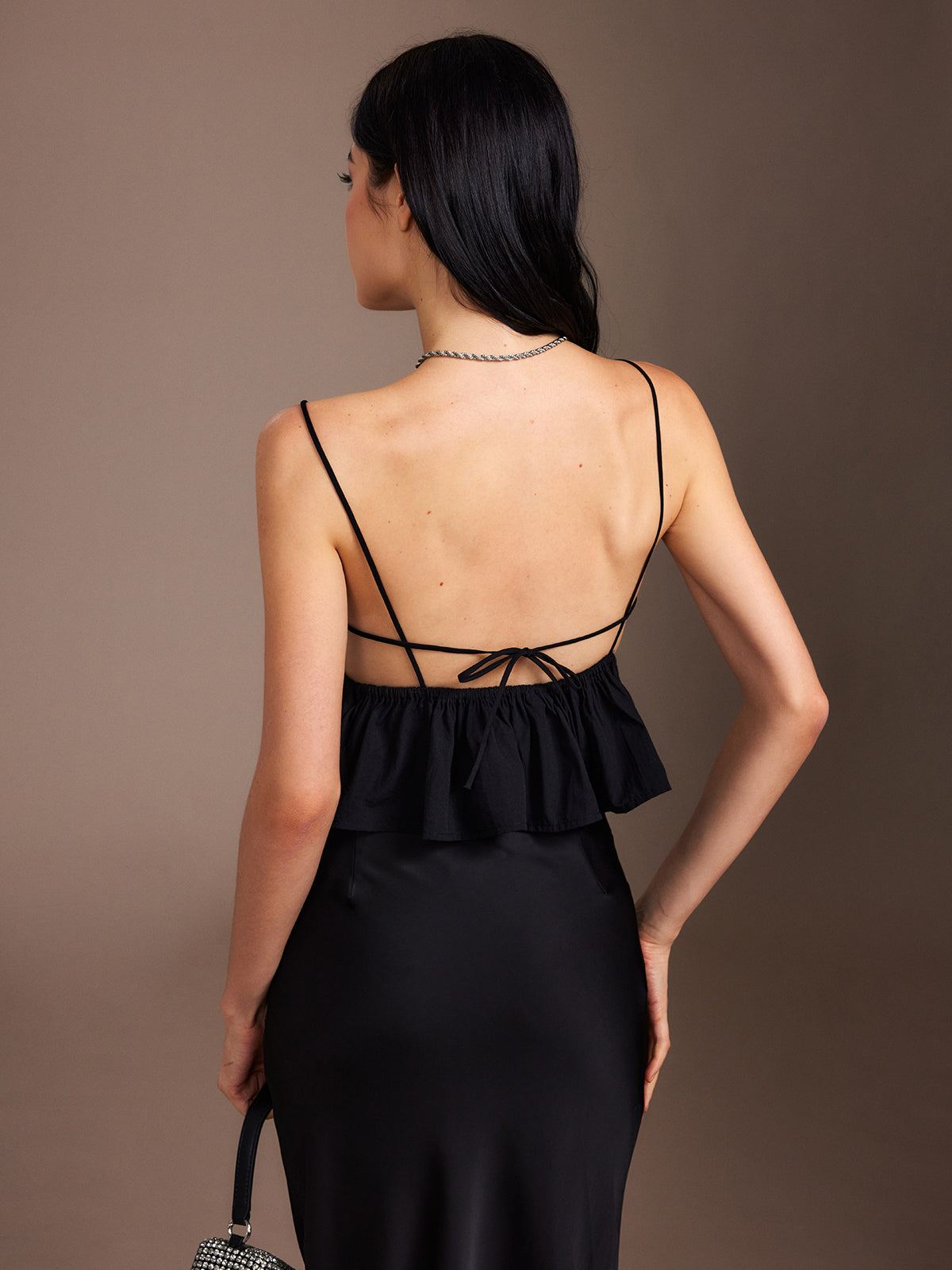 Flower Backless Ruffle Cami Top