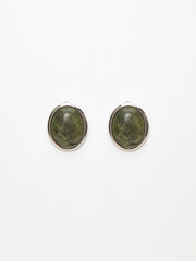 Moss Green Spectrolite Stud Earrings