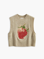 Crew Neck Strawberry Sweater Vest