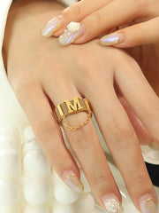 M Letter & Chain Decor Ring