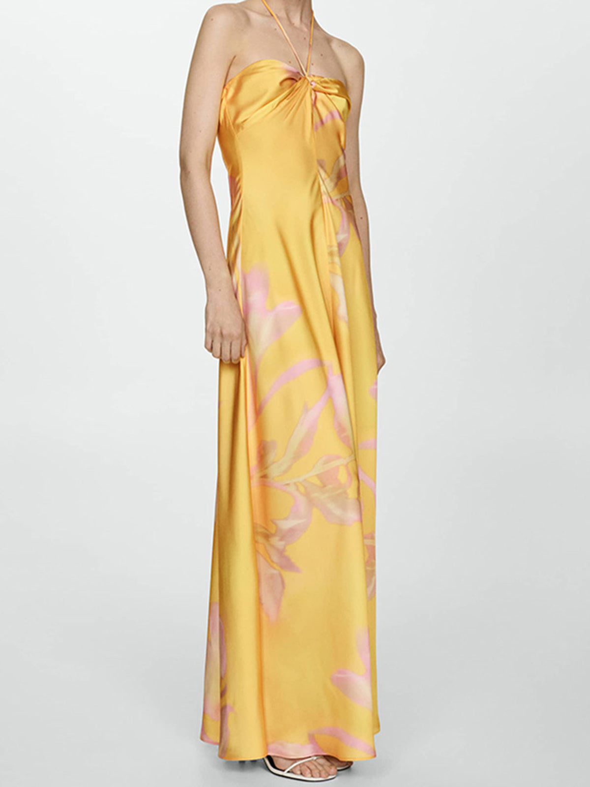 Halter Backless Printed Long Dress