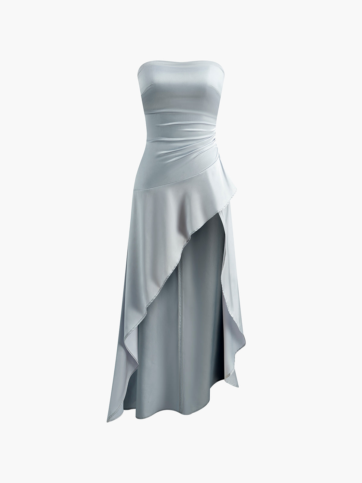 Asymmetrical Ruffle Strapless Dress