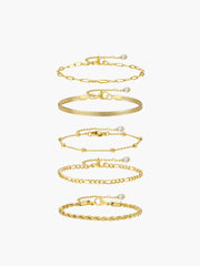 5pcs Geometric Golden Chain Bracelet