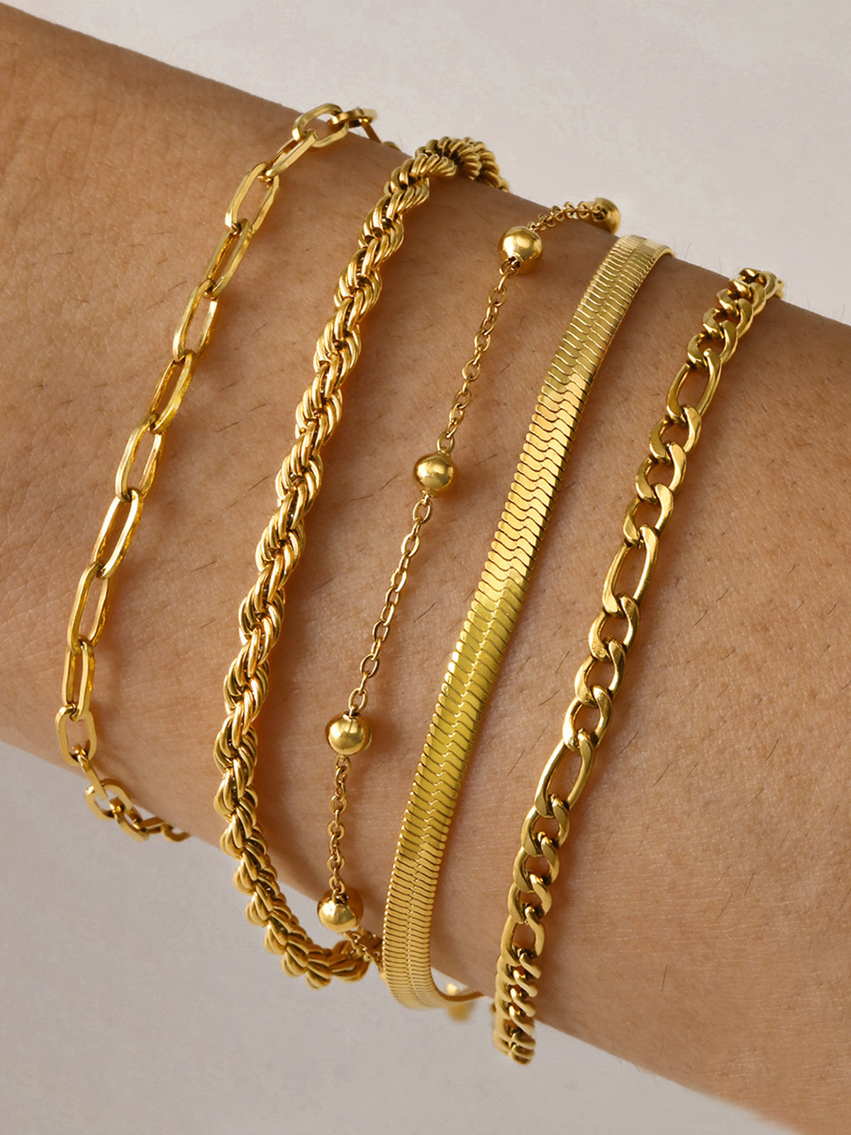 5pcs Geometric Golden Chain Bracelet