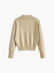 Lapel Ribbed Pullover Sweater