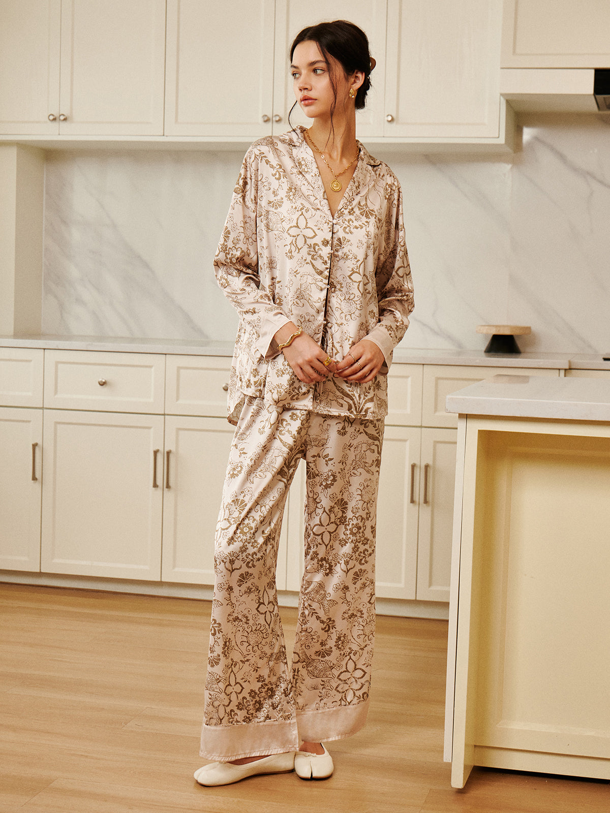 Floral Printed Pajama Pants Set