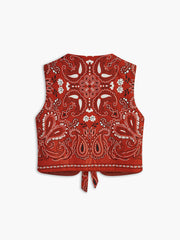 Paisley Printed Tie Front Vest