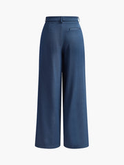 High-Waist Pleated Baggy Denim Pants