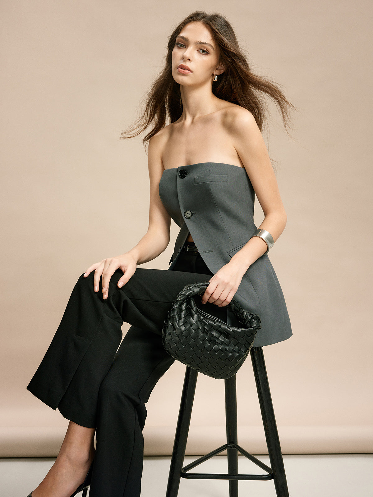 Button Suit Tube Top