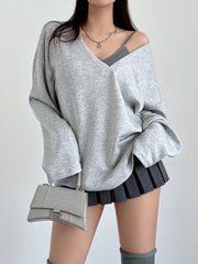 V-Neck Drop Shoulder Sweatshirt