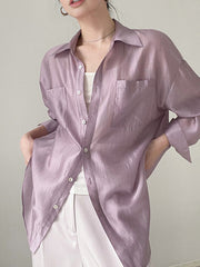 Lapel Draped Thin Shirt