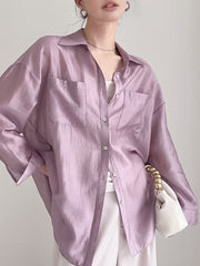 Lapel Draped Thin Shirt