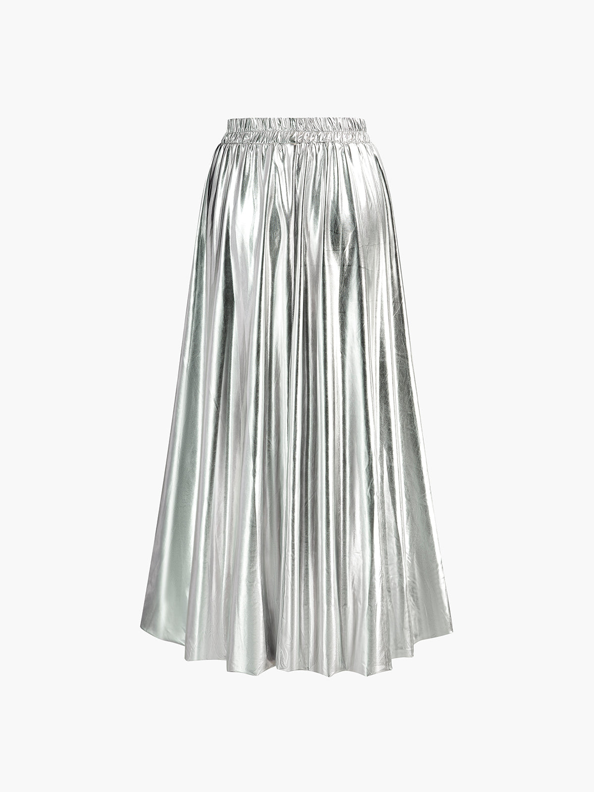 Lacquered Pleated Bud Waist Skirt