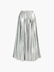 Lacquered Pleated Bud Waist Skirt