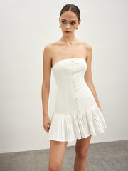 Cotton Blends Pleated Bubble Tube Dress