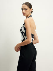 Zebra Printed Backless Halter Top