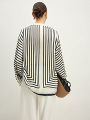 Satin Striped Button Cozy Shirt