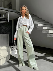 Elastic Waist Wide-Leg Pants