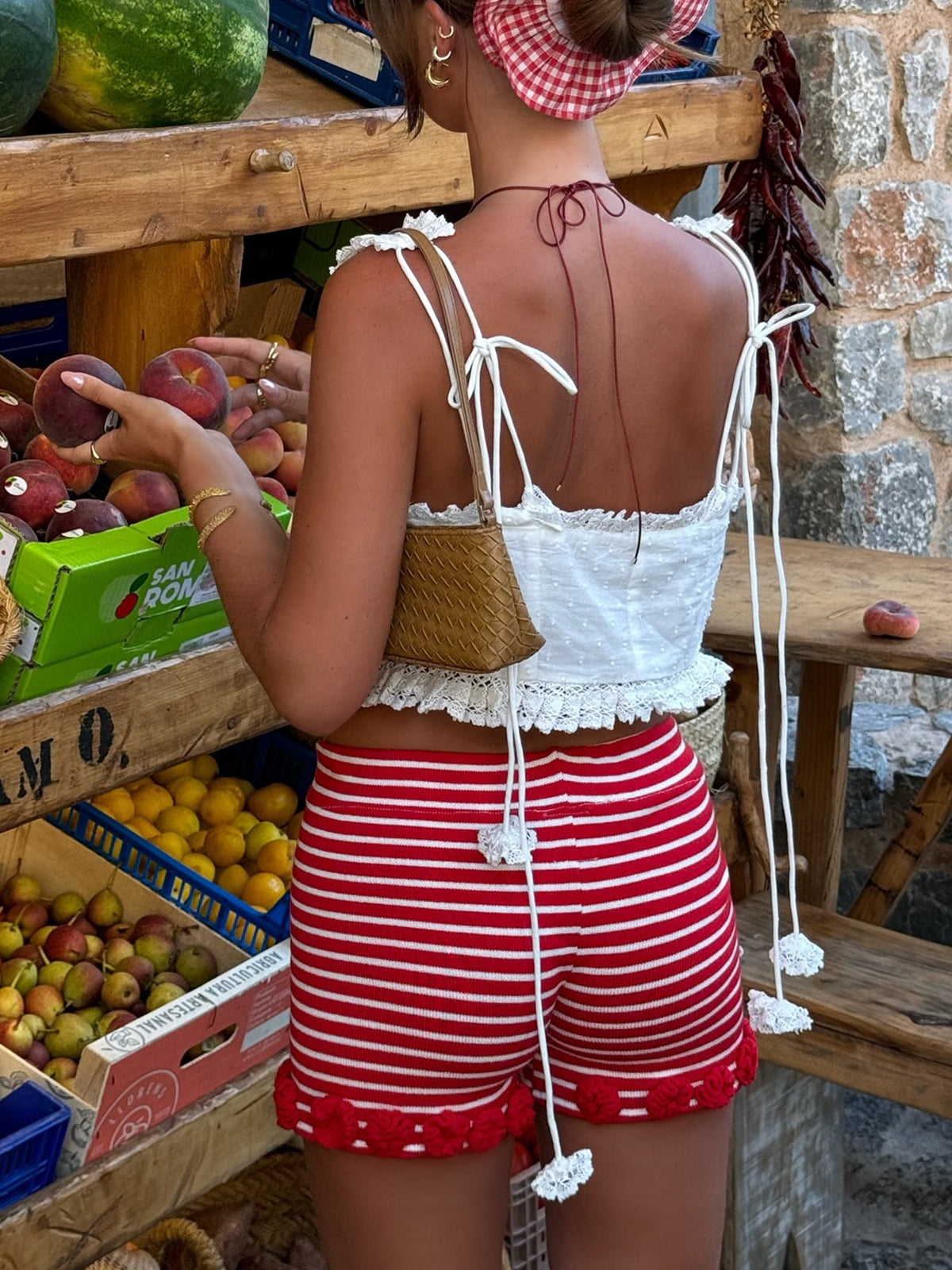 Cotton Lace Lettuce Trim Tank Top