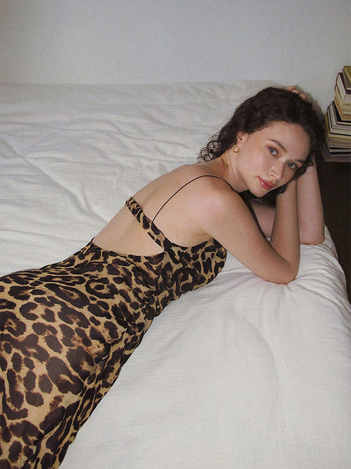 Leopard Print Backless Cami Long Dress