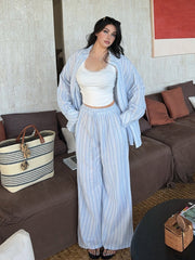 Oversized Pinstripe Long Sleeve Pants Set