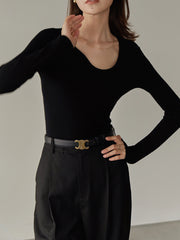 Asymmetrical Collar Knit Top