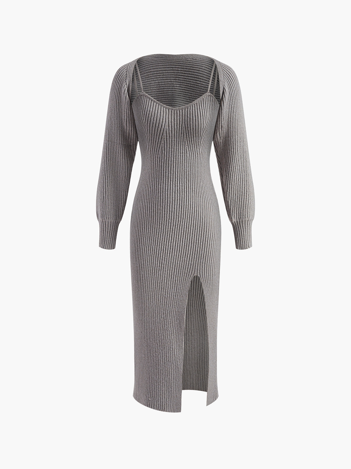 Shrug Ribbed Sweetheart Knit Dress