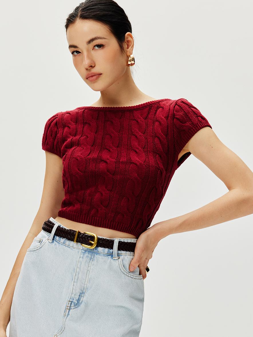 Tie Open Back Knit Top