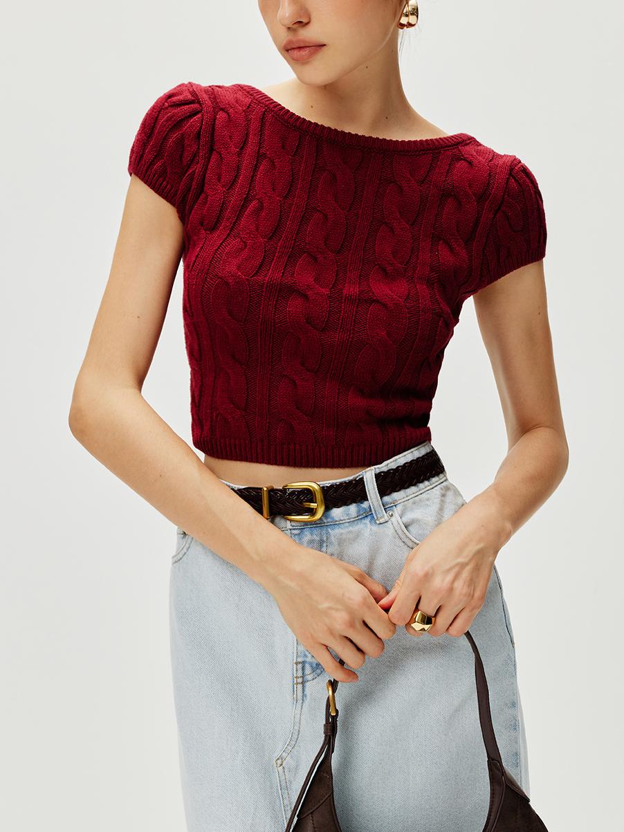 Tie Open Back Knit Top