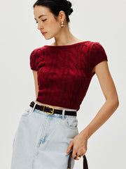 Tie Open Back Knit Top