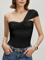 Stretch Asymmetrical Knotted Tank Top