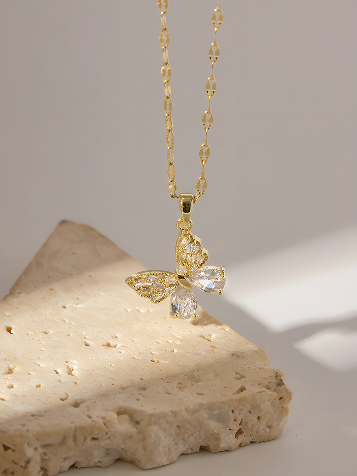 Golden Radiance Butterfly Necklace