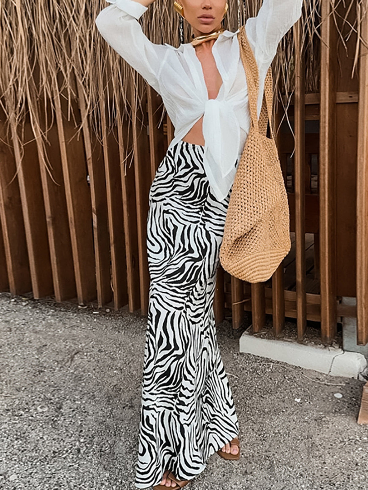 Zebra Printed Maxi Skirt