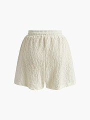 Drawstring Mechanism Knitting Shorts Set