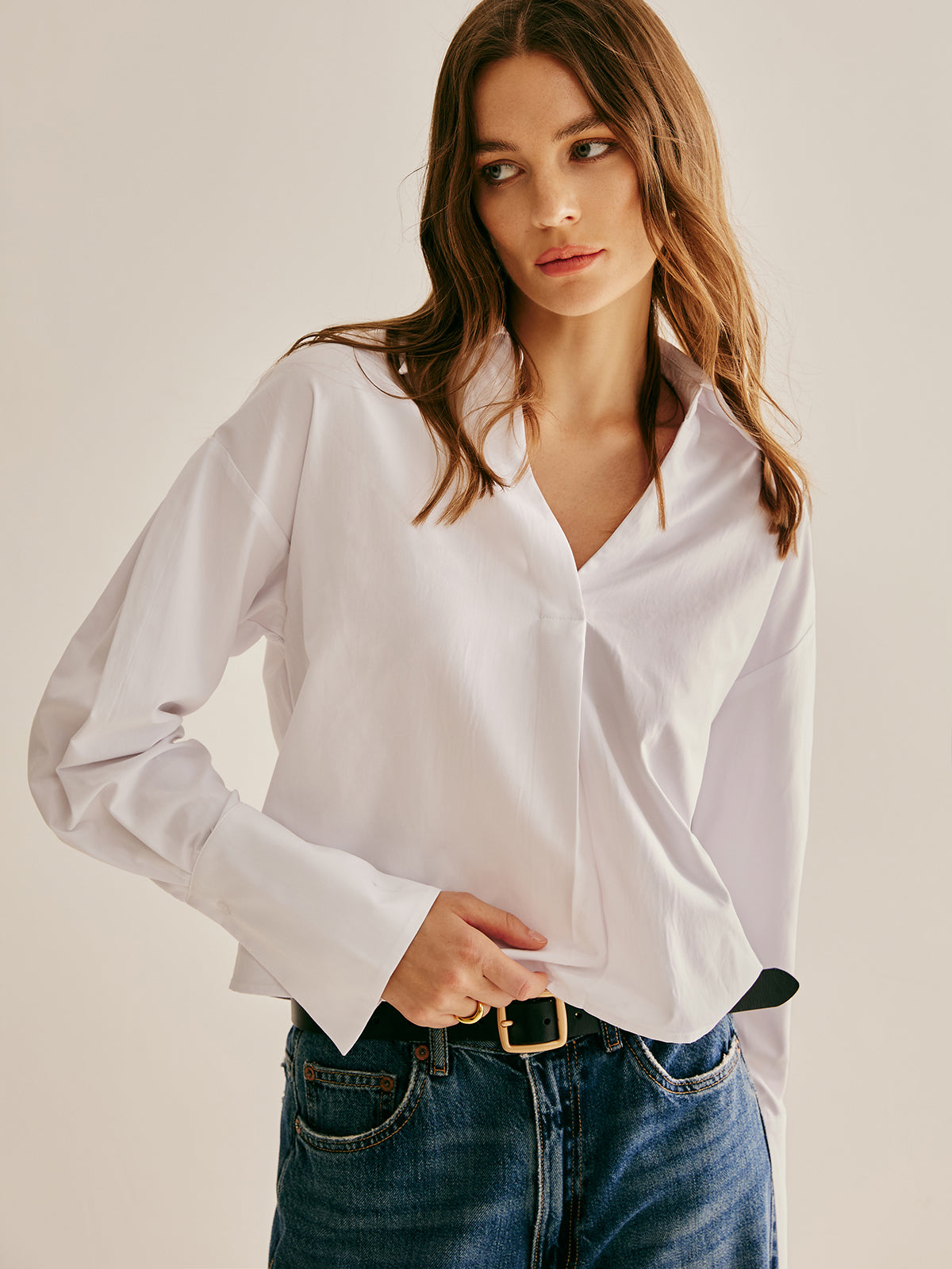 Elegant Plain Lapel Shirt