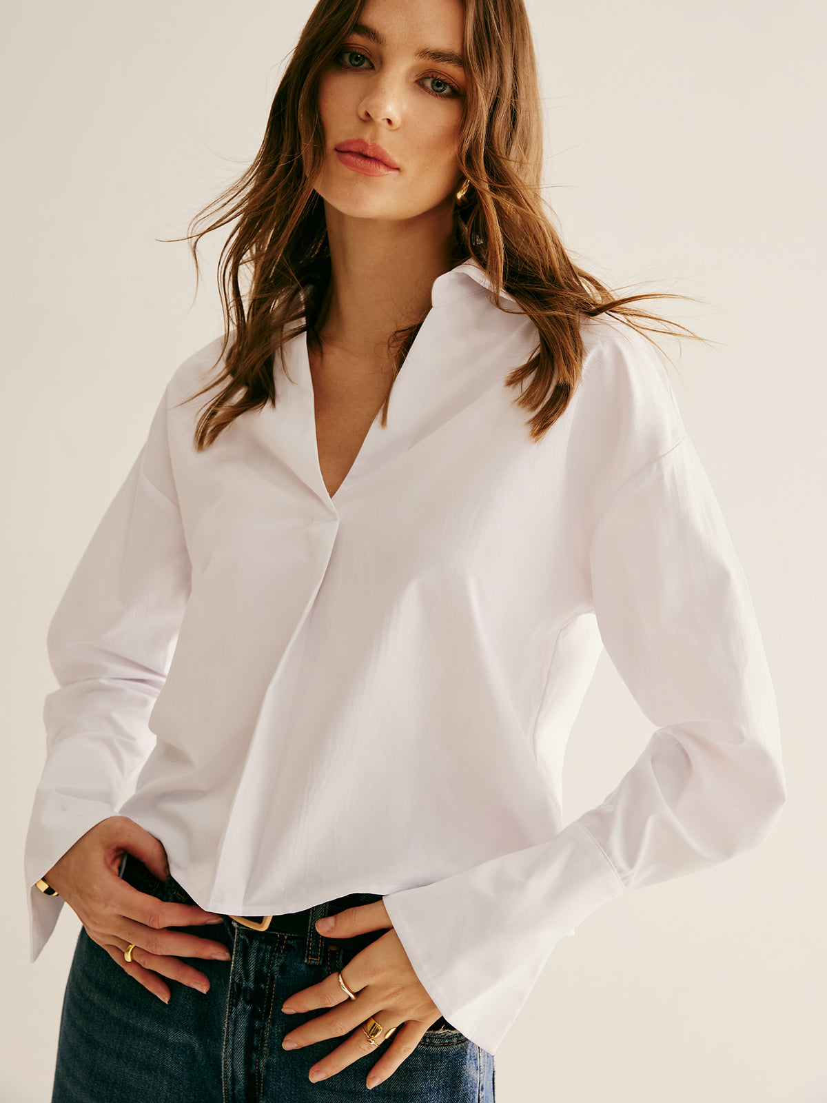 Elegant Plain Lapel Shirt