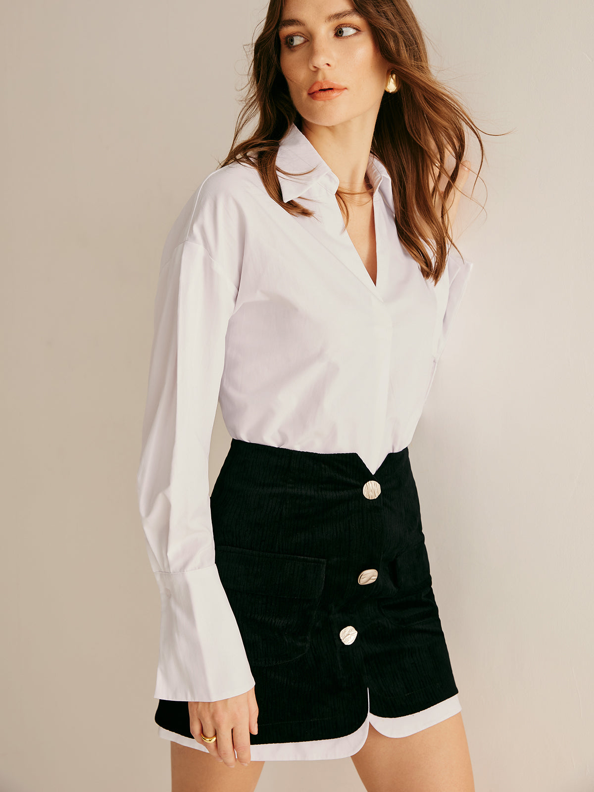 Elegant Plain Lapel Shirt