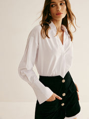 Elegant Plain Lapel Shirt