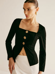 Metal Bottom Piping Corset Blouse