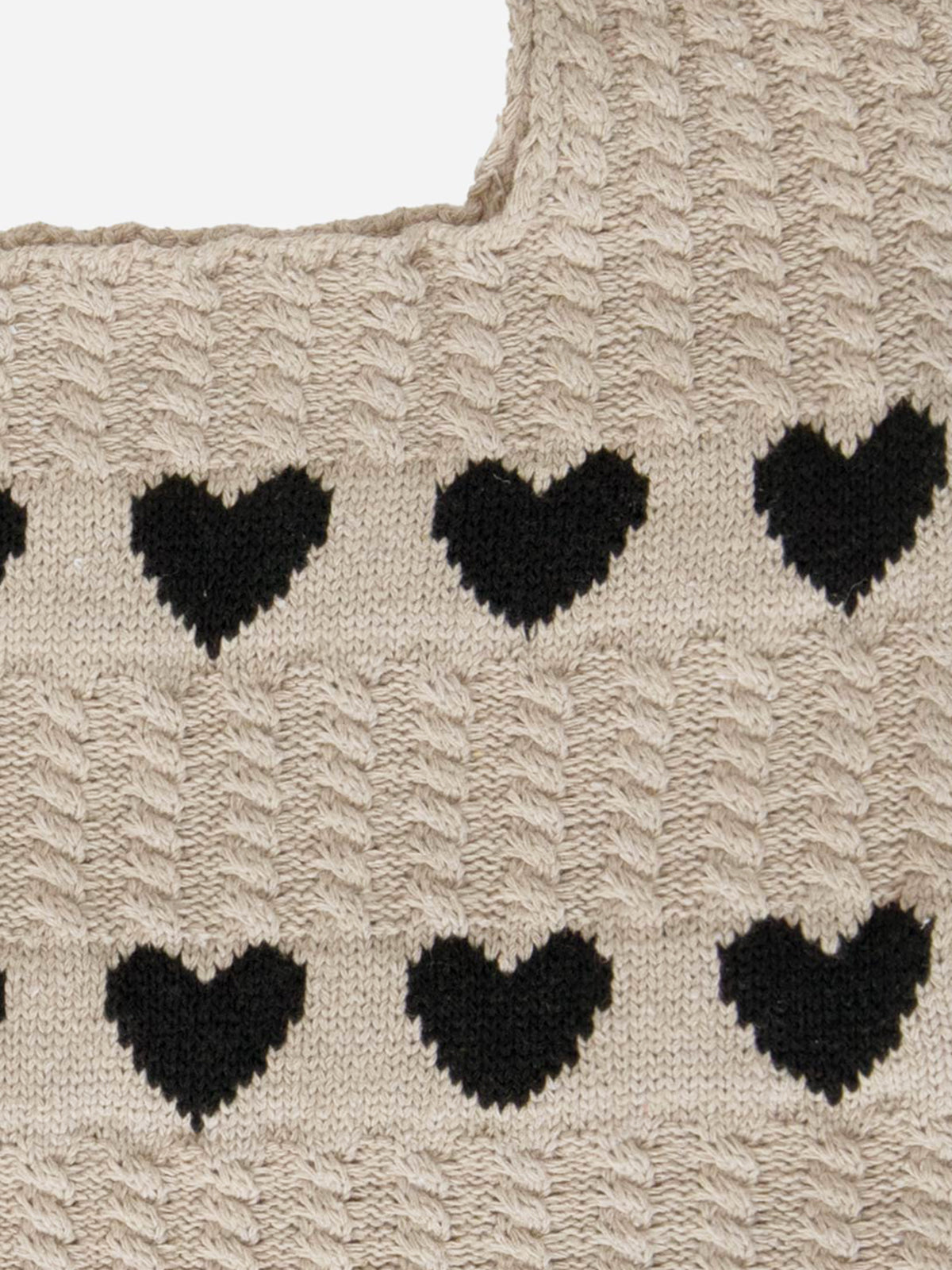 Heart Pattern Knit Shoulder Bag