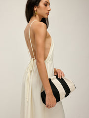 Two Tone Striped Clutch Bag