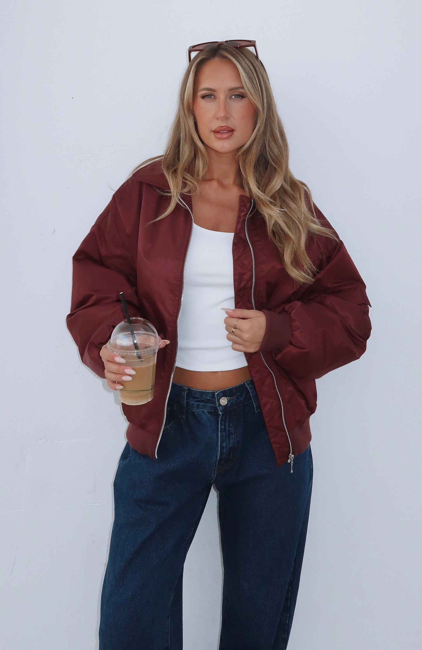 Burning For You Bomber Jacket Burgundy