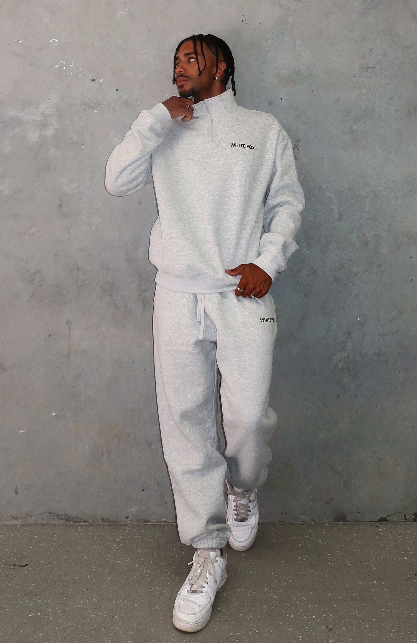 Core Classic Zip Front Sweater Dark Grey Marle