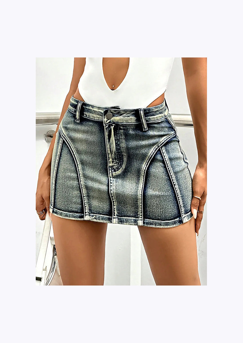 Carnival Holiday High Waist Denim Skirt