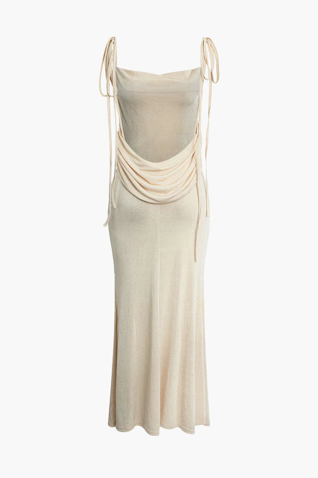 Draped Crisscross Backless Maxi Dress