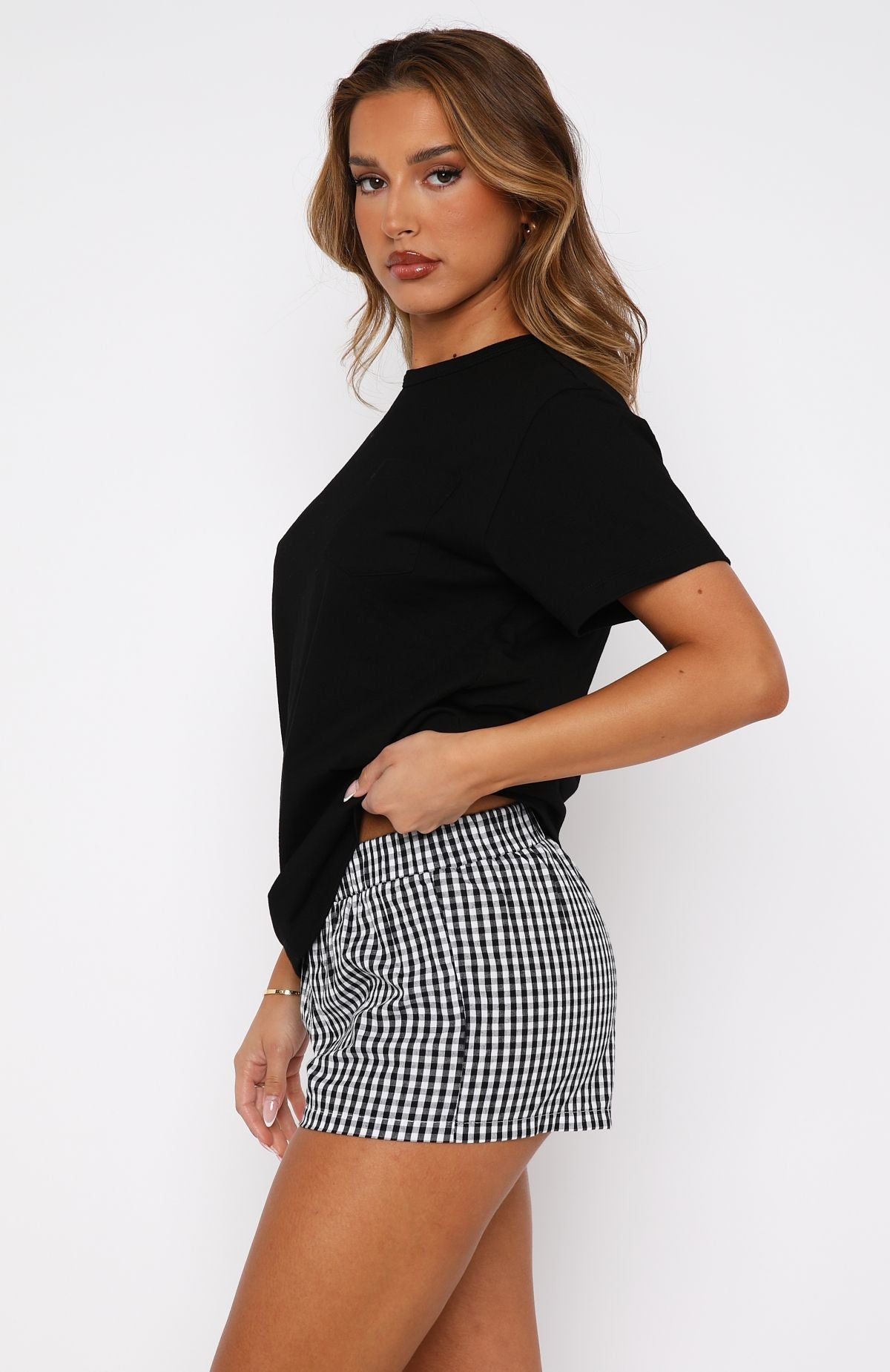 Thought About It Shorts Black Gingham