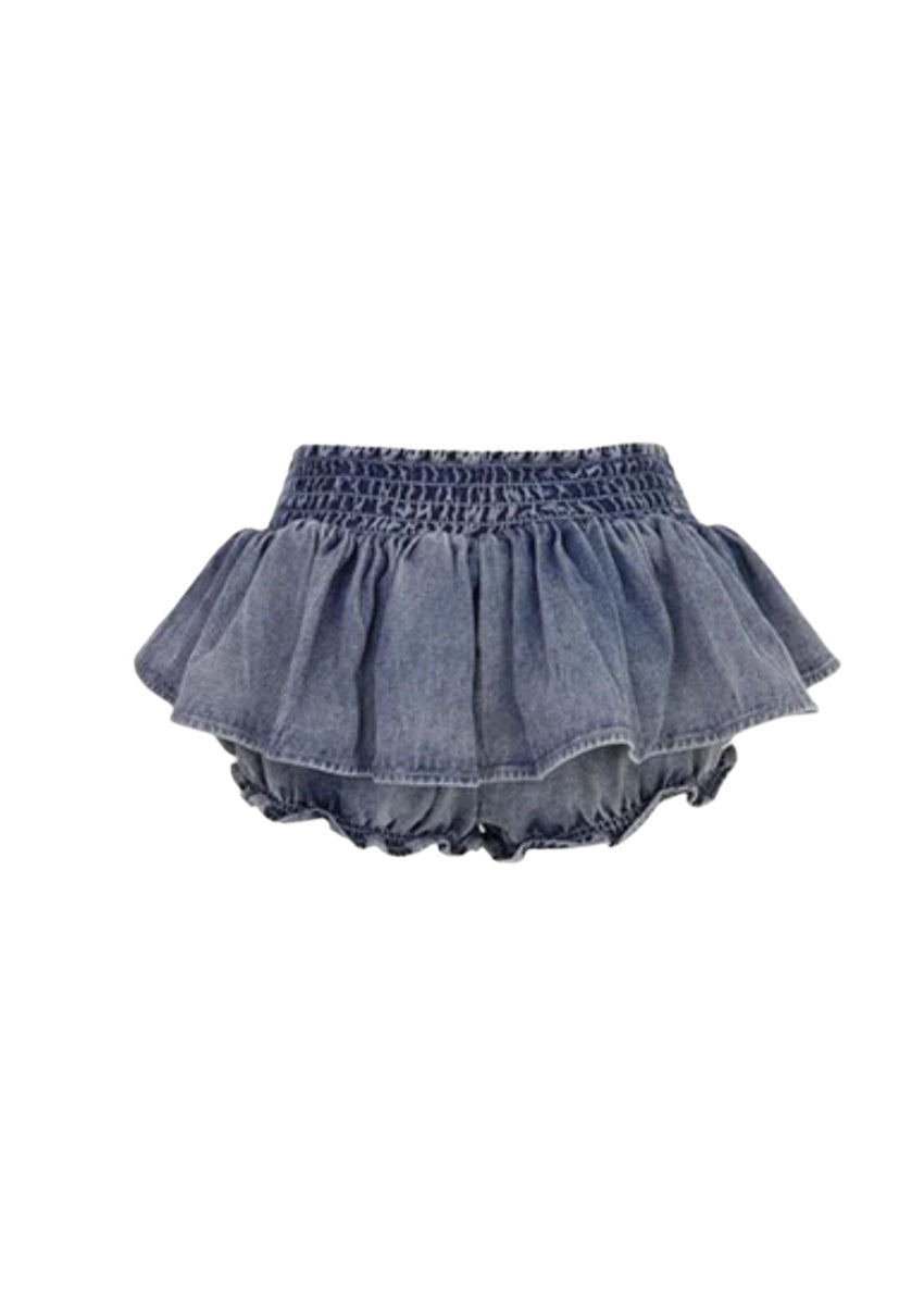 Denim ruffle skirt