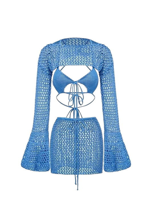 Blue Knit Cover-Up Set