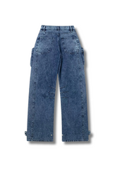 Multi Pockets Wide-Leg Denim Pants