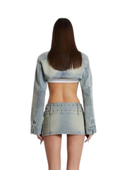 Micro Belt Mini Denim Skirt